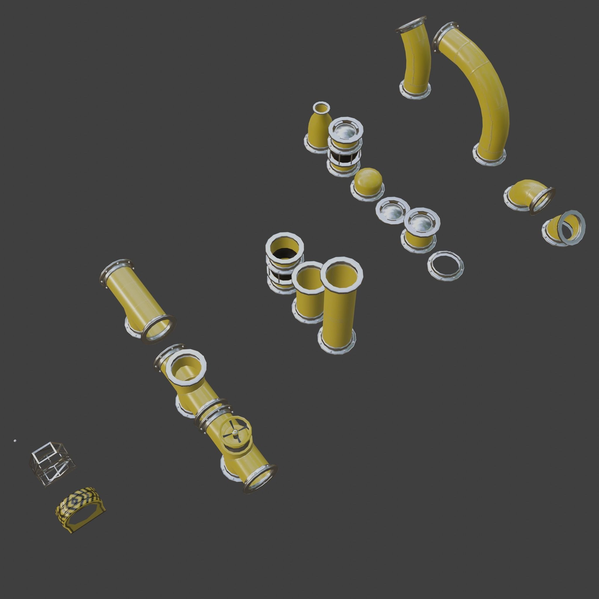 Pipes Modular Set Low-poly 3D model_11