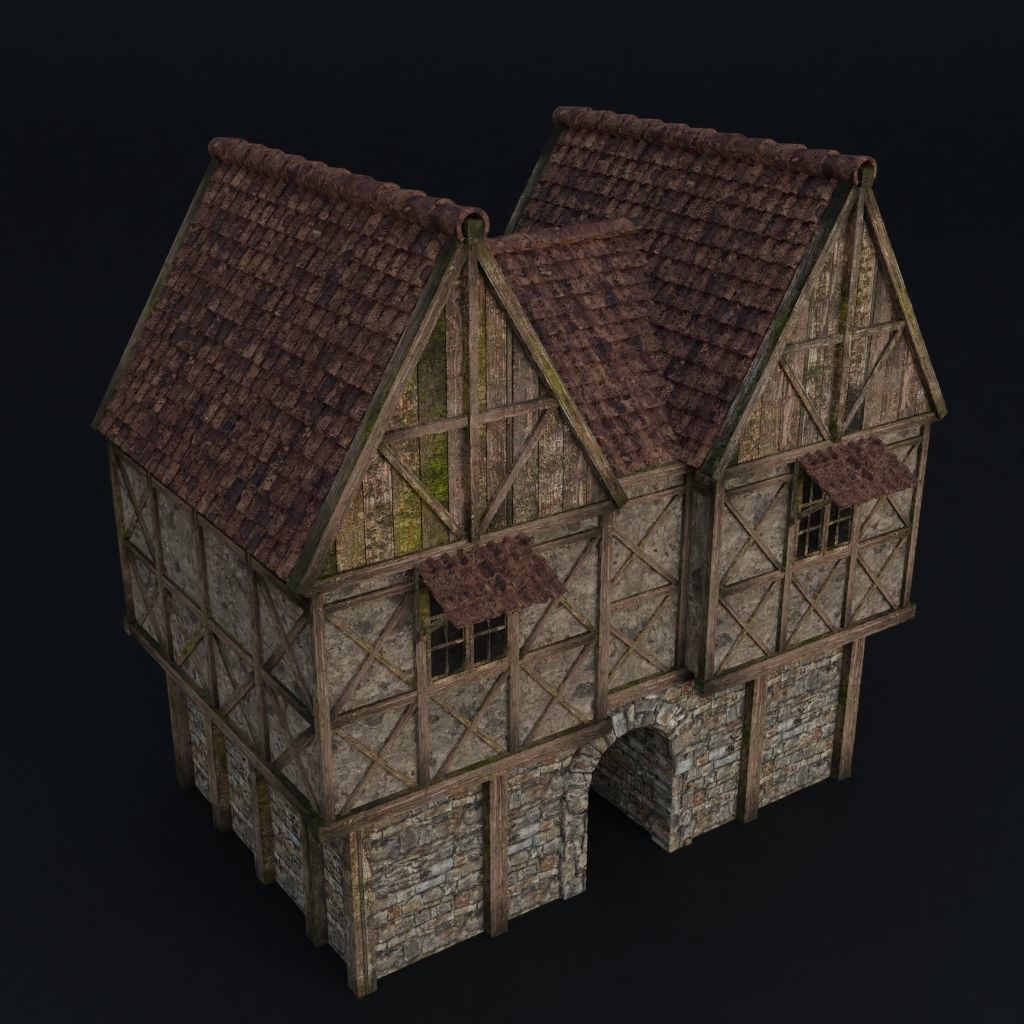OLD MEDIEVAL BUILDING 05 Low-poly 3D model_5