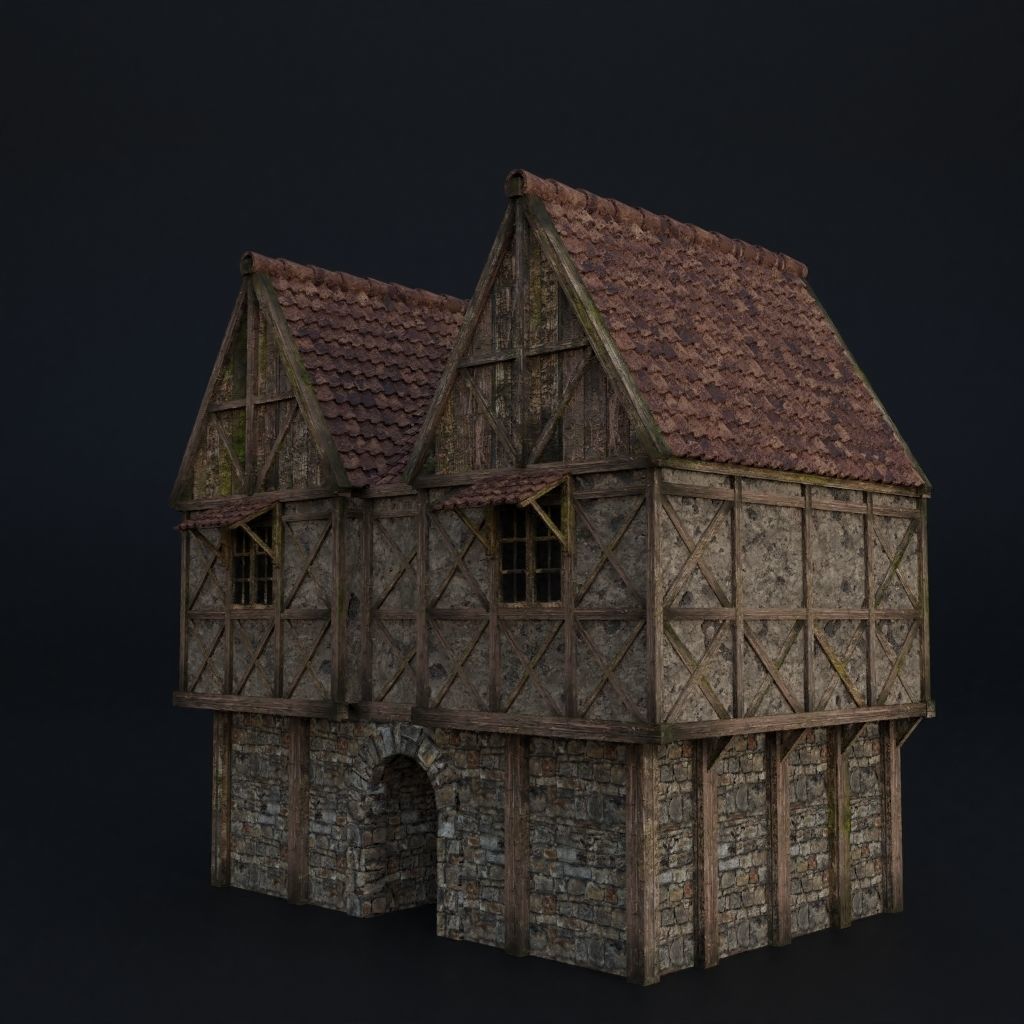 OLD MEDIEVAL BUILDING 05 Low-poly 3D model_3