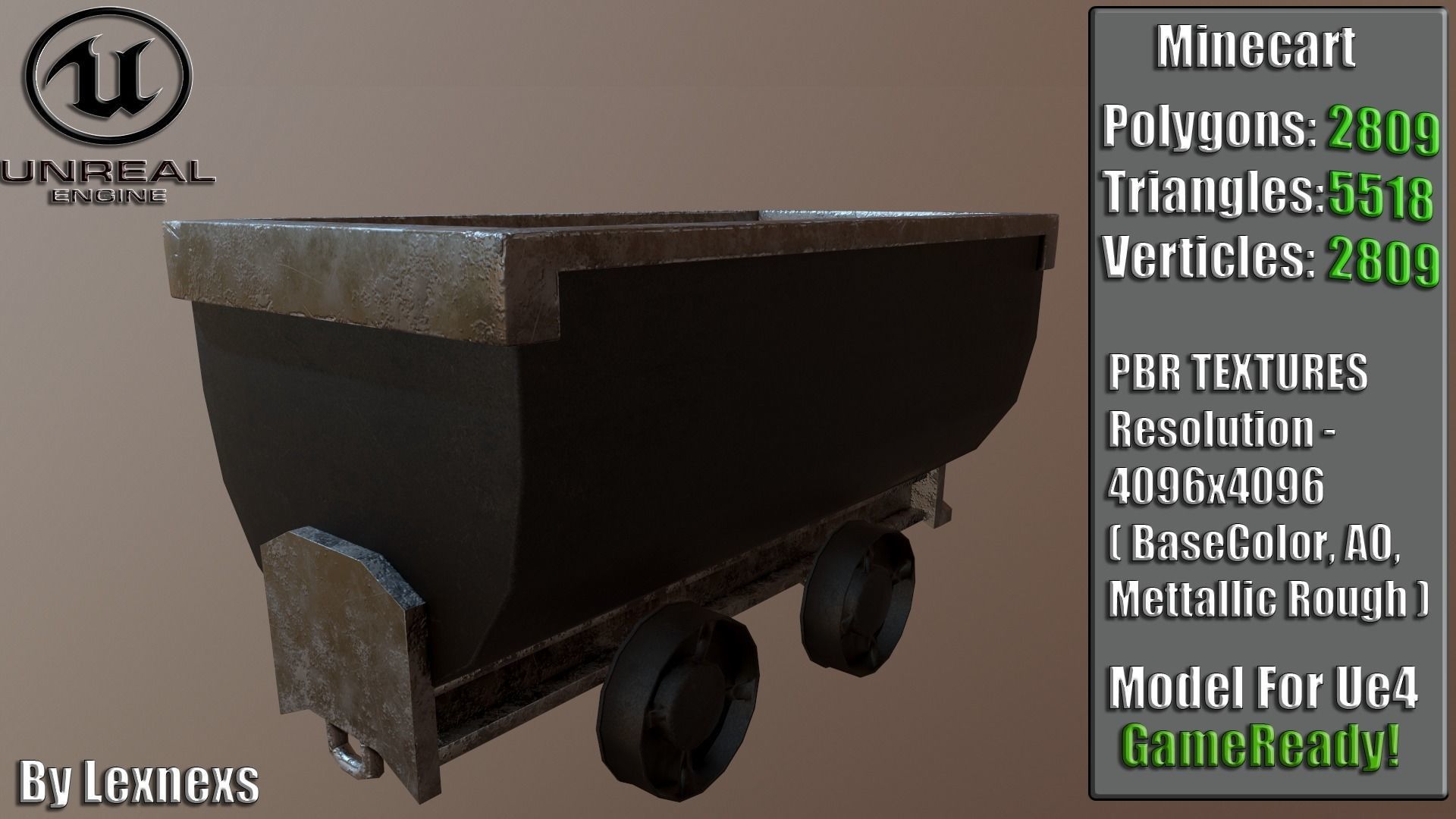 Minecart Free low-poly 3D model