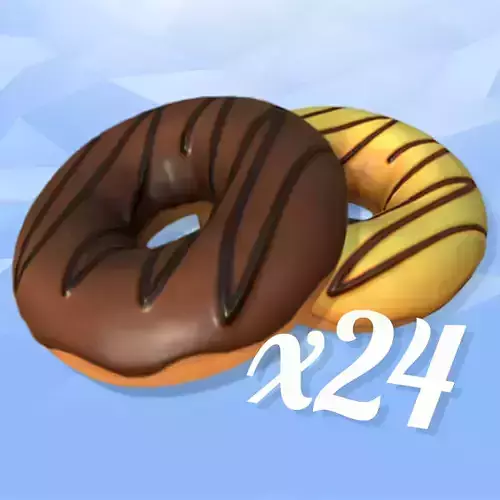 Cartoon Donuts Collection 24x Low-poly 3D model