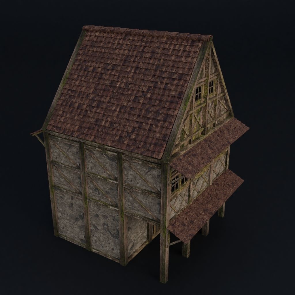 OLD MEDIEVAL BUILDING 06 Low-poly 3D model_6