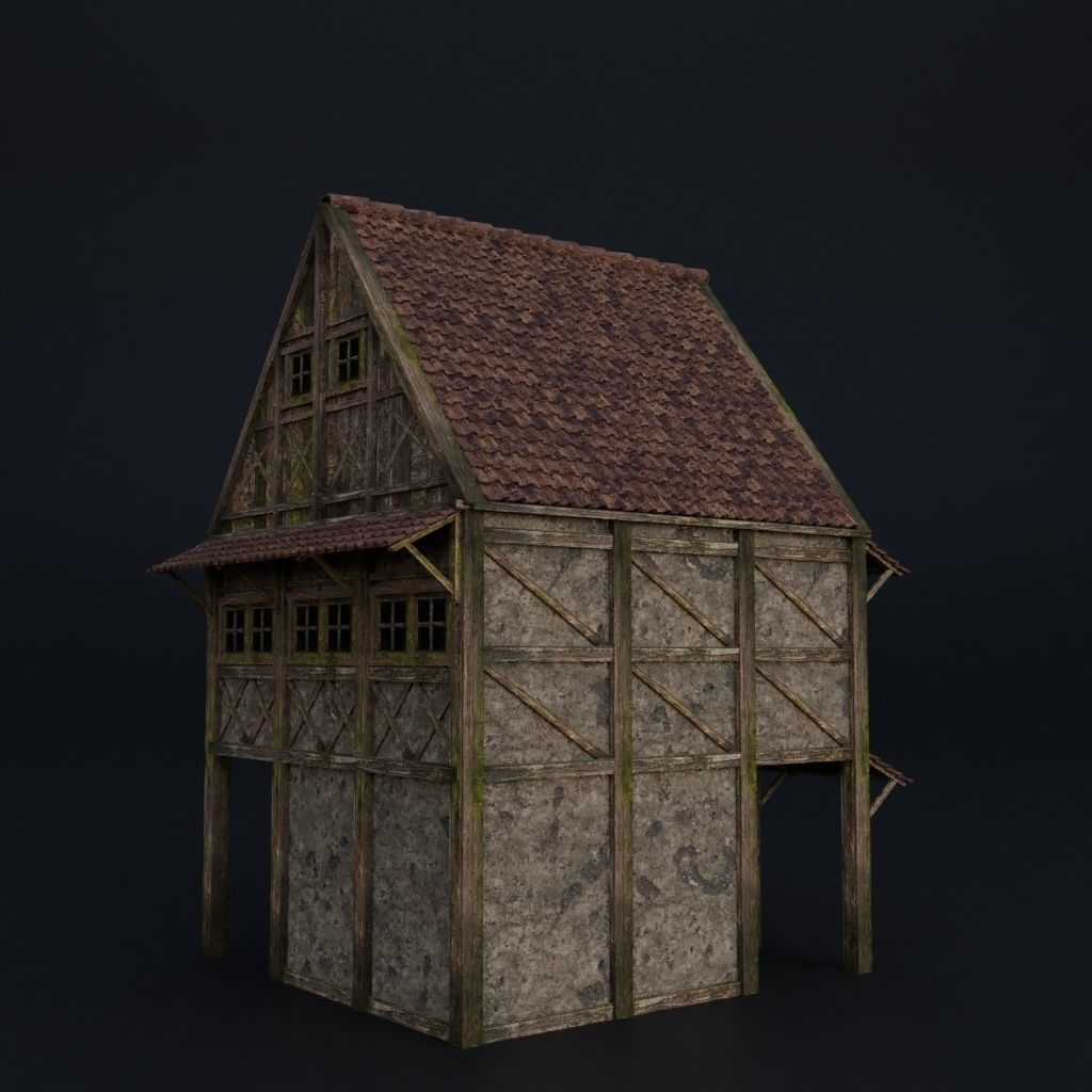 OLD MEDIEVAL BUILDING 06 Low-poly 3D model_2