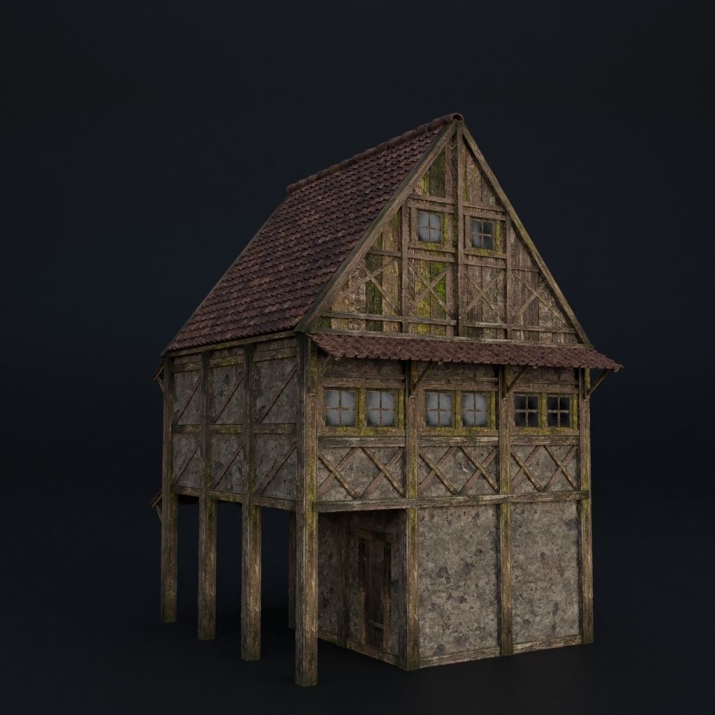 OLD MEDIEVAL BUILDING 06 Low-poly 3D model_4