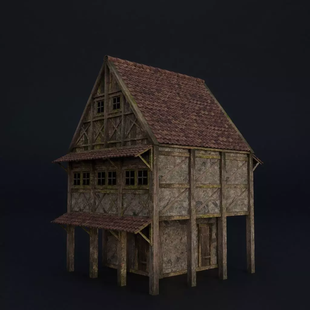 OLD MEDIEVAL BUILDING 06 Low-poly 3D model_0
