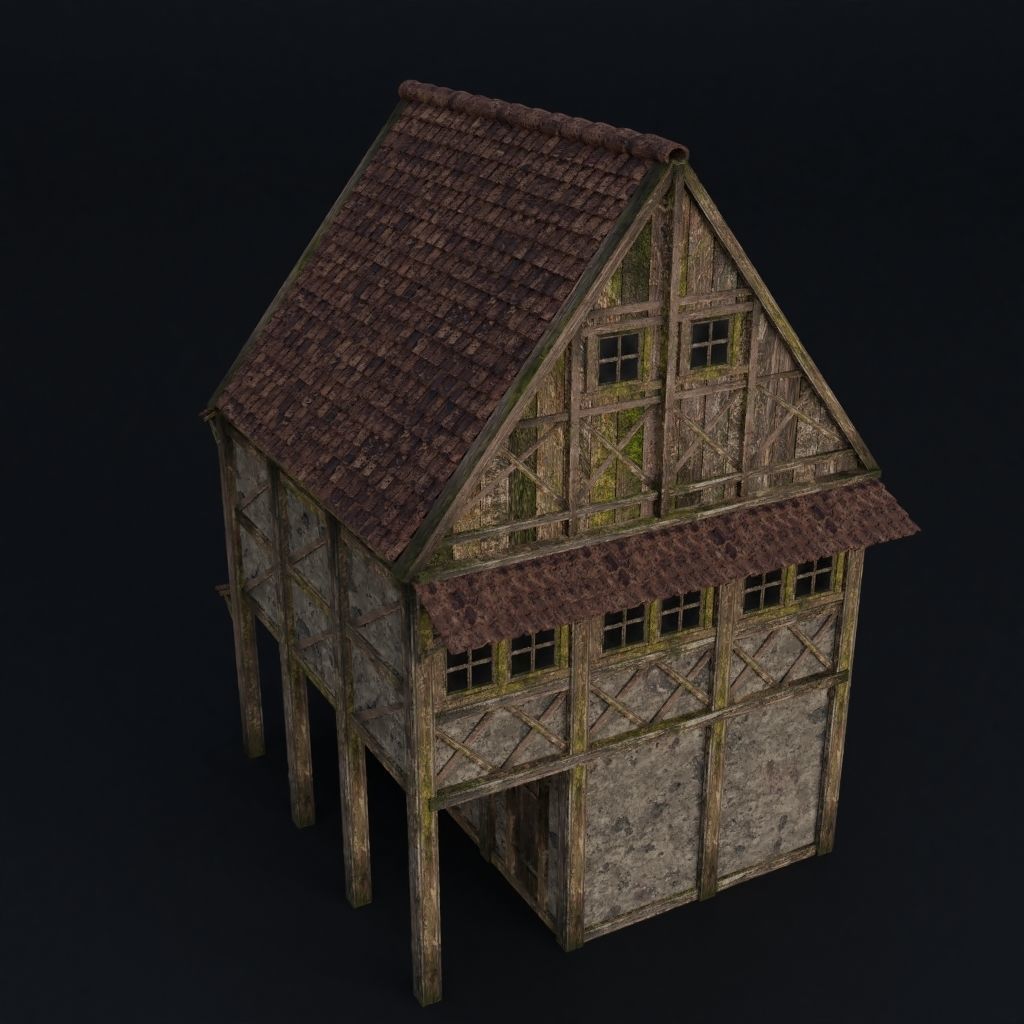 OLD MEDIEVAL BUILDING 06 Low-poly 3D model_8