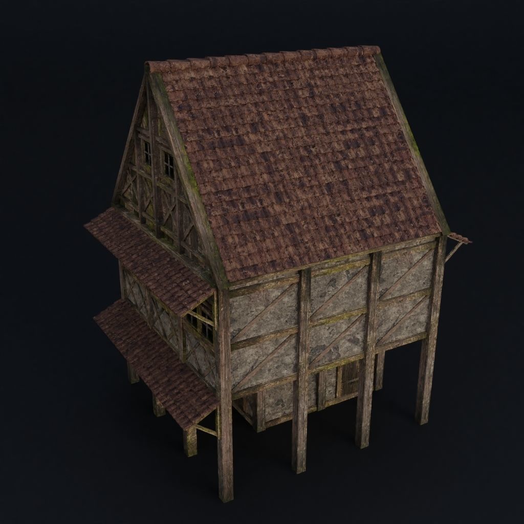 OLD MEDIEVAL BUILDING 06 Low-poly 3D model_5