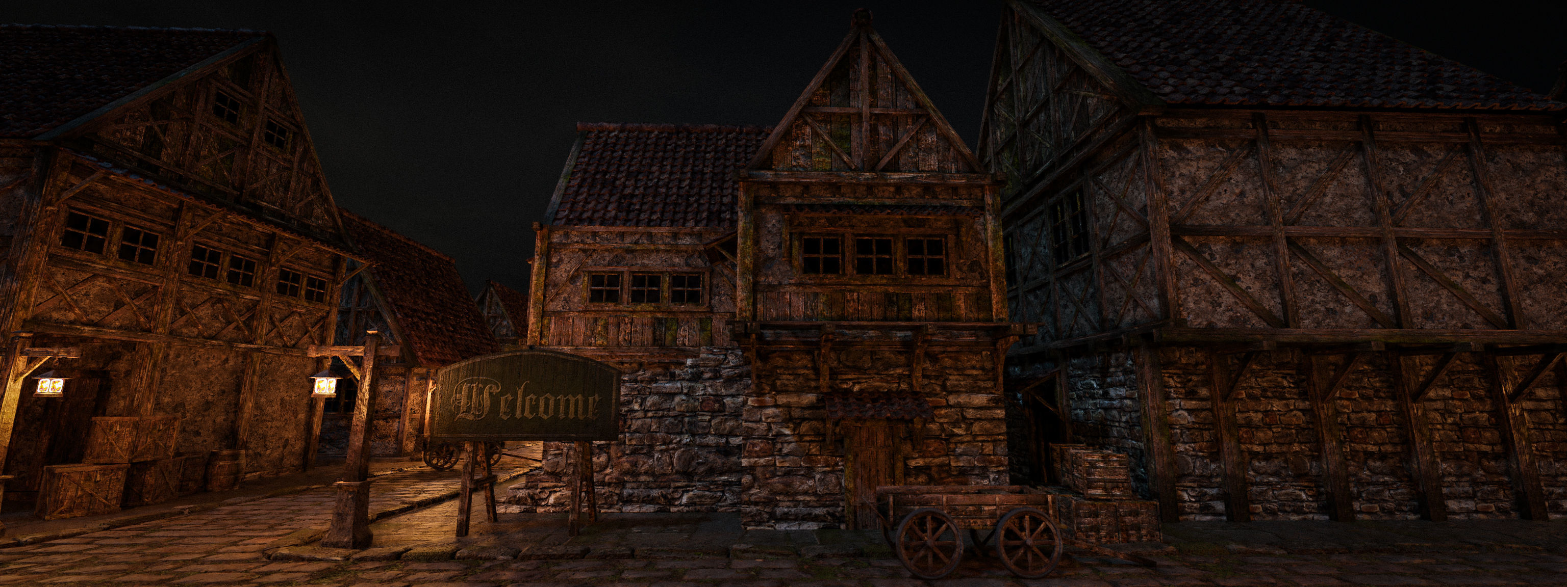 OLD MEDIEVAL PROPS ASSET AND GROUND TILEABLE Low-poly 3D model_28