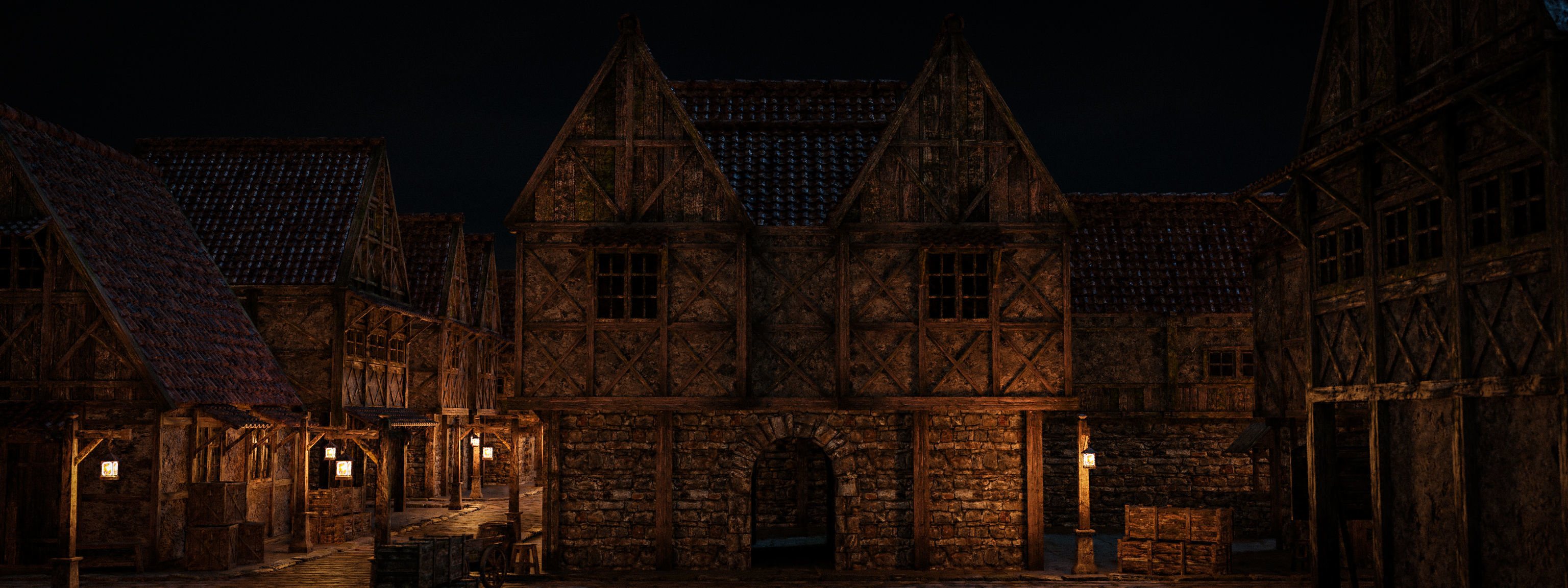 OLD MEDIEVAL PROPS ASSET AND GROUND TILEABLE Low-poly 3D model_13