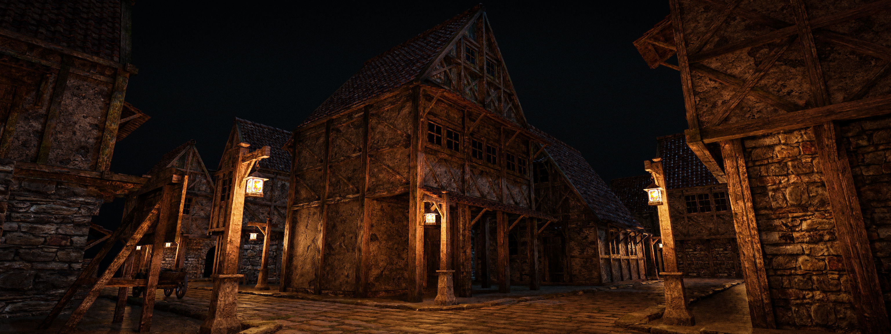 OLD MEDIEVAL PROPS ASSET AND GROUND TILEABLE Low-poly 3D model_7