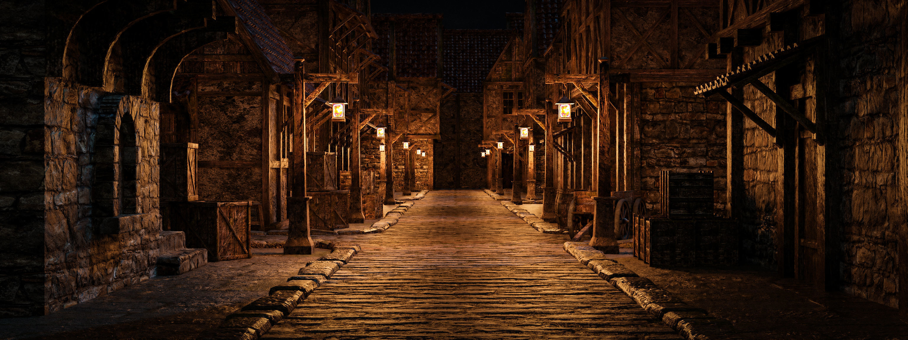 OLD MEDIEVAL PROPS ASSET AND GROUND TILEABLE Low-poly 3D model_31