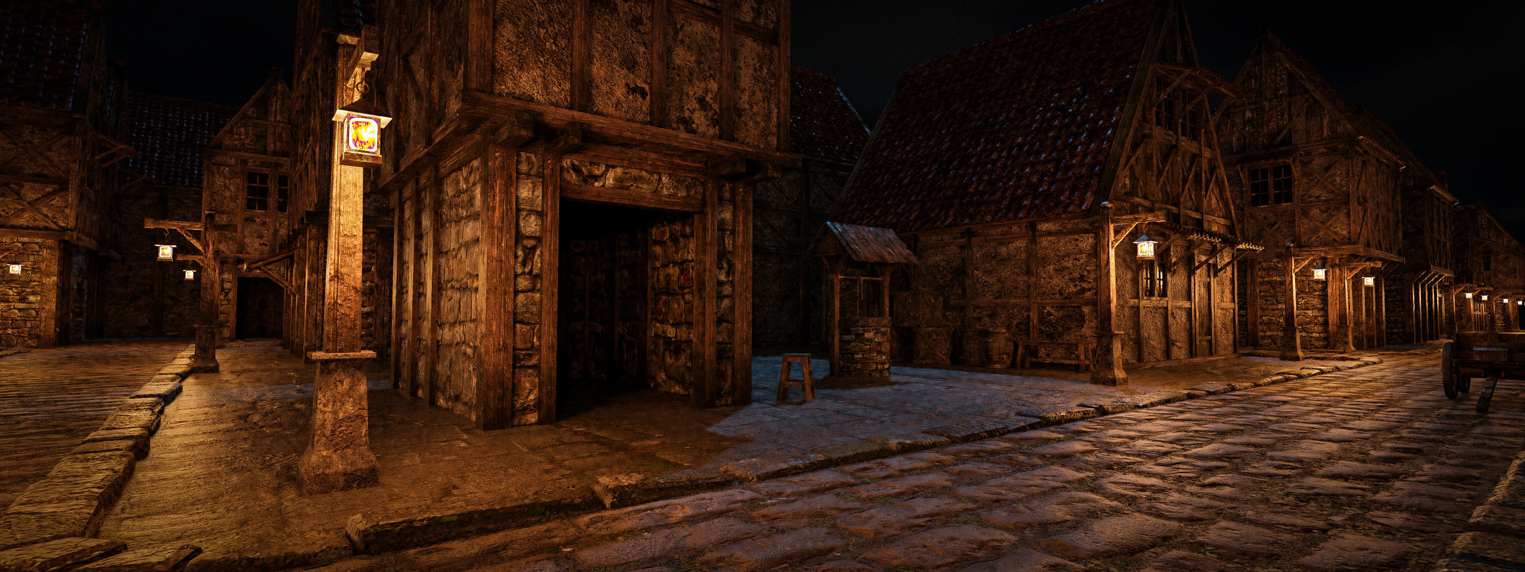 OLD MEDIEVAL PROPS ASSET AND GROUND TILEABLE Low-poly 3D model_33