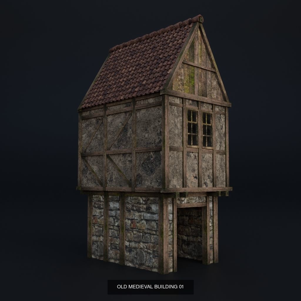 OLD MEDIEVAL BUILDING AND ASSET PACK 3D Model Collection_2