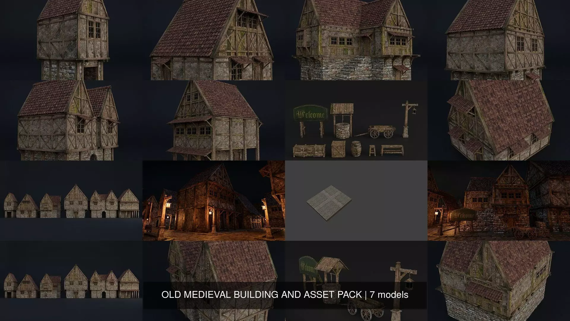 OLD MEDIEVAL BUILDING AND ASSET PACK 3D Model Collection_0