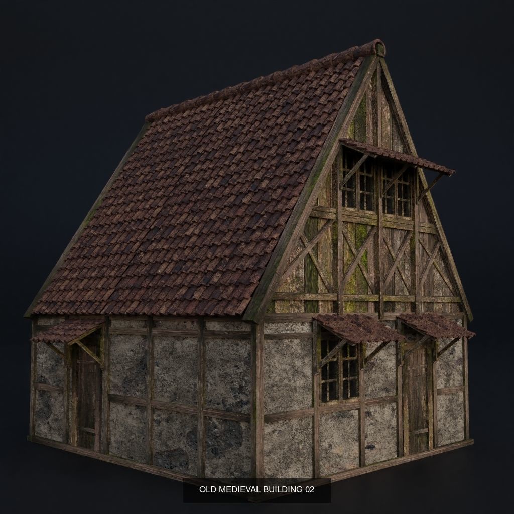 OLD MEDIEVAL BUILDING AND ASSET PACK 3D Model Collection_3