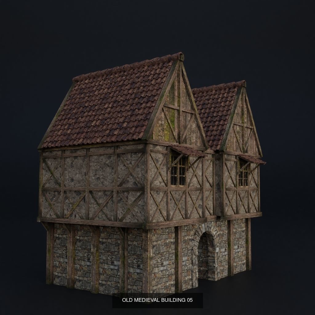 OLD MEDIEVAL BUILDING AND ASSET PACK 3D Model Collection_6