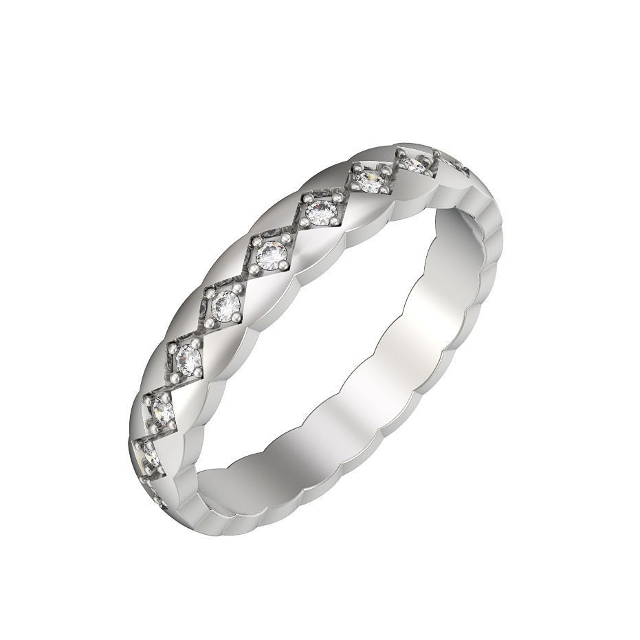 N074 wedding ring mini with gems 3D print model_6