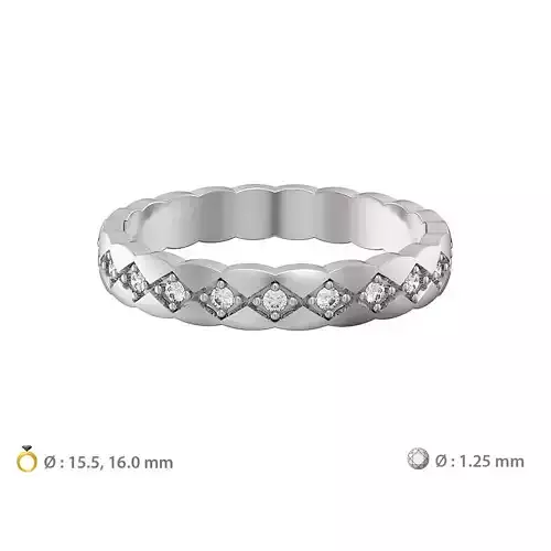 N074 wedding ring mini with gems 3D print model