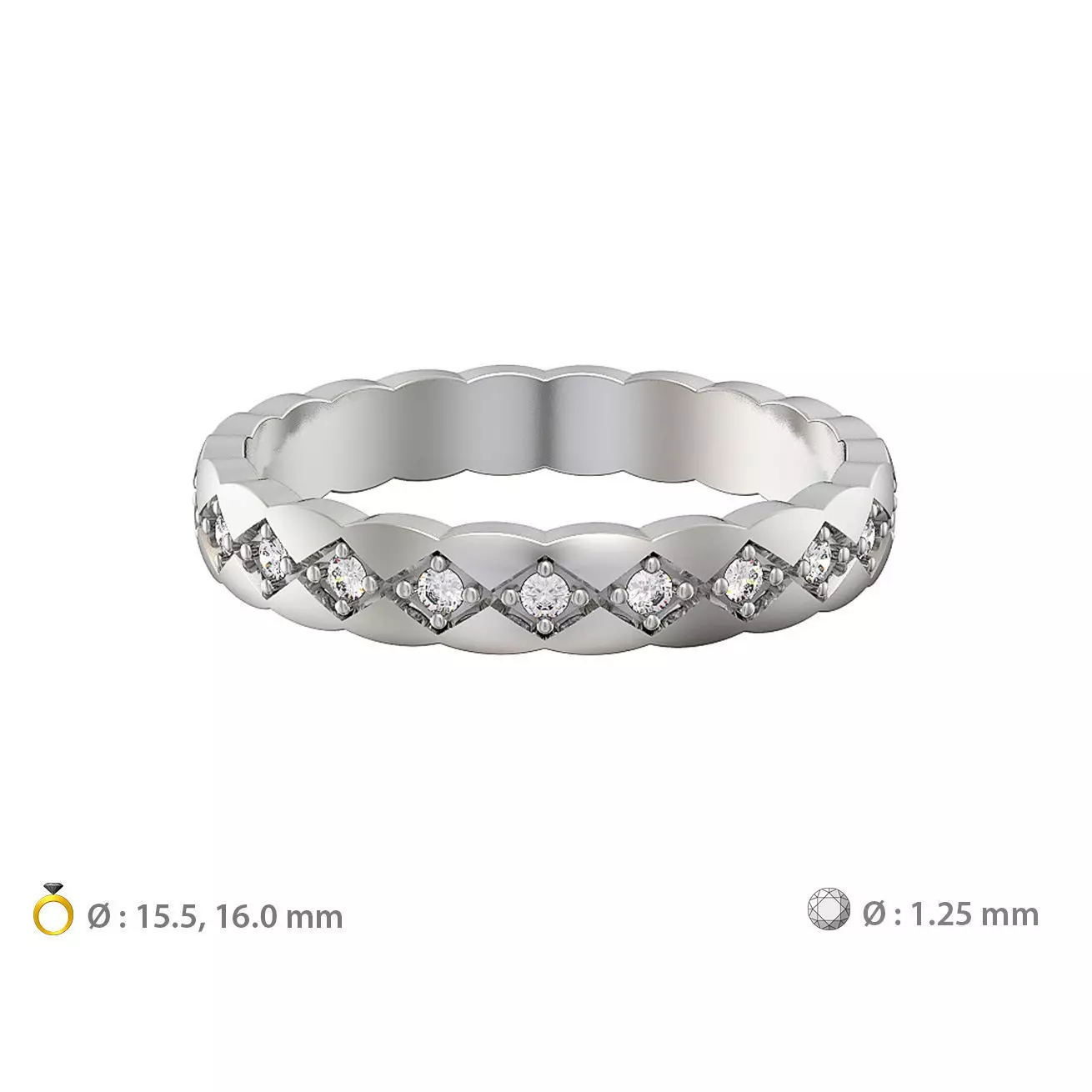 N074 wedding ring mini with gems 3D print model_0