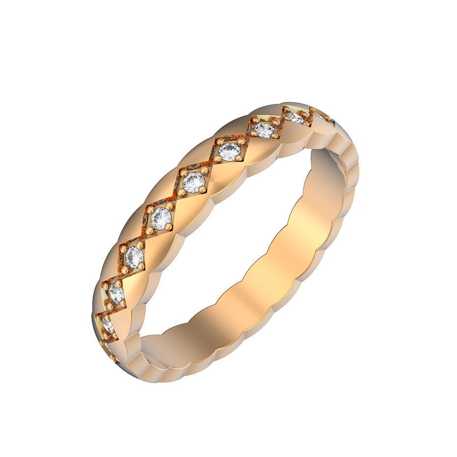 N074 wedding ring mini with gems 3D print model_4