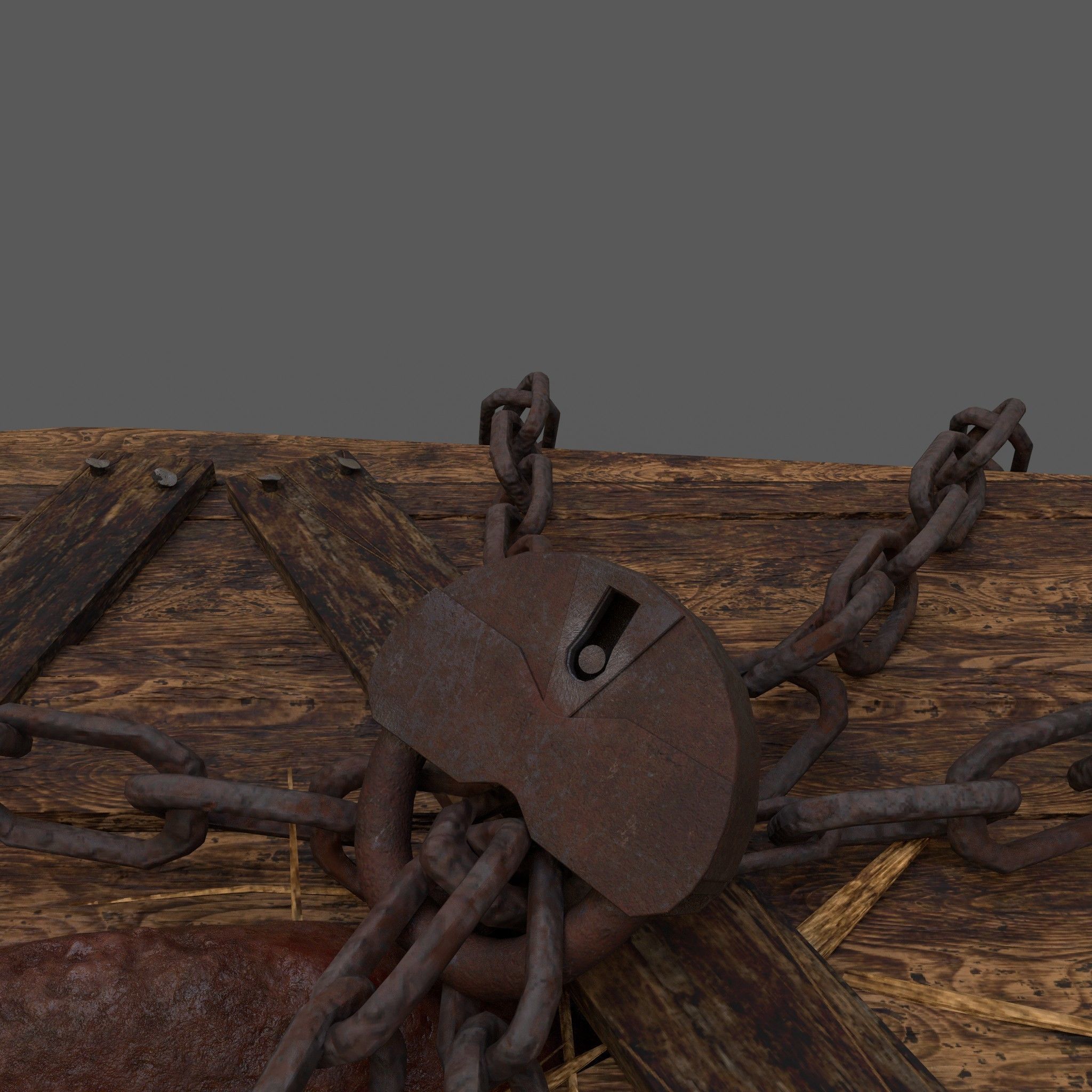 Wooden Coffin With Hand Low-poly 3D model_15