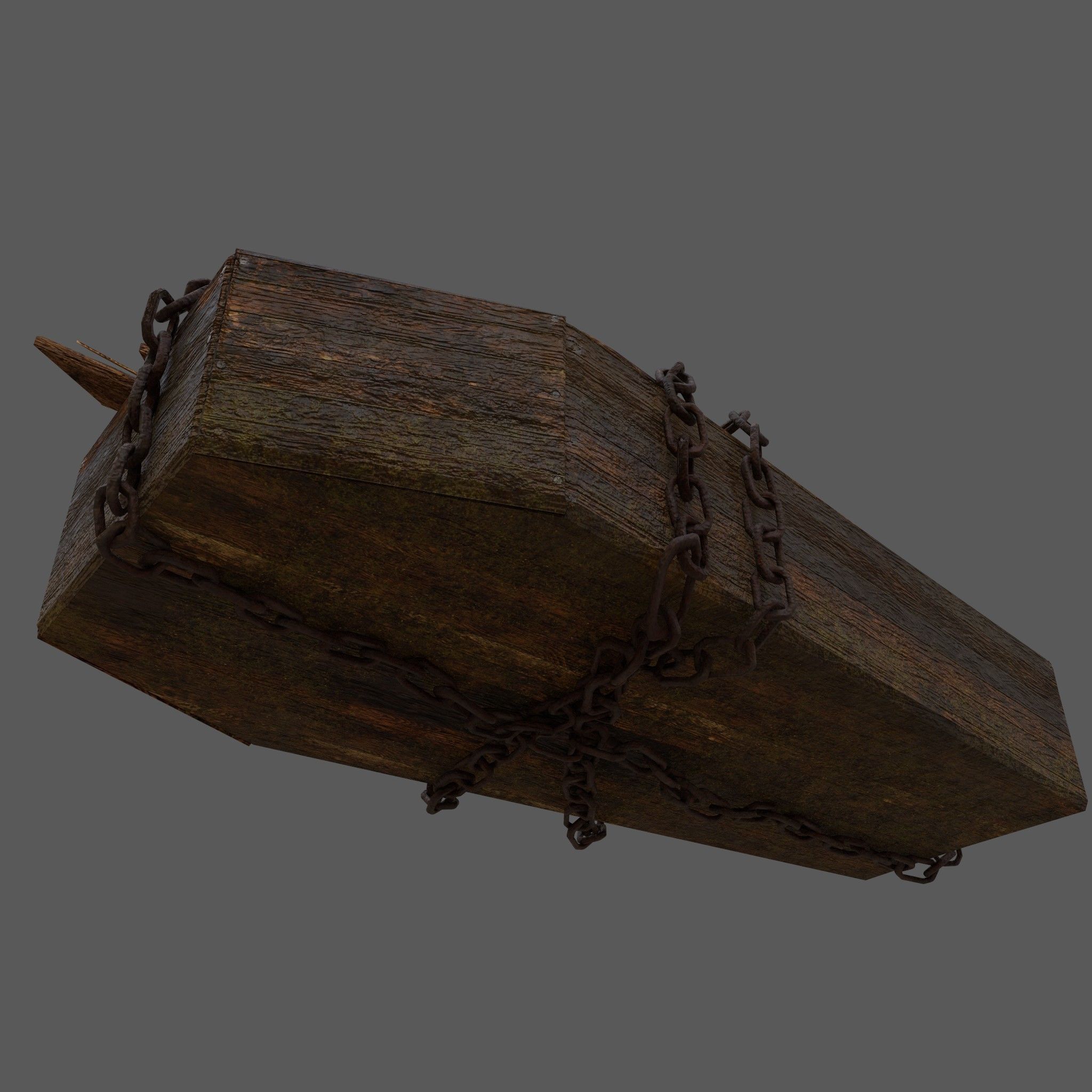 Wooden Coffin With Hand Low-poly 3D model_19