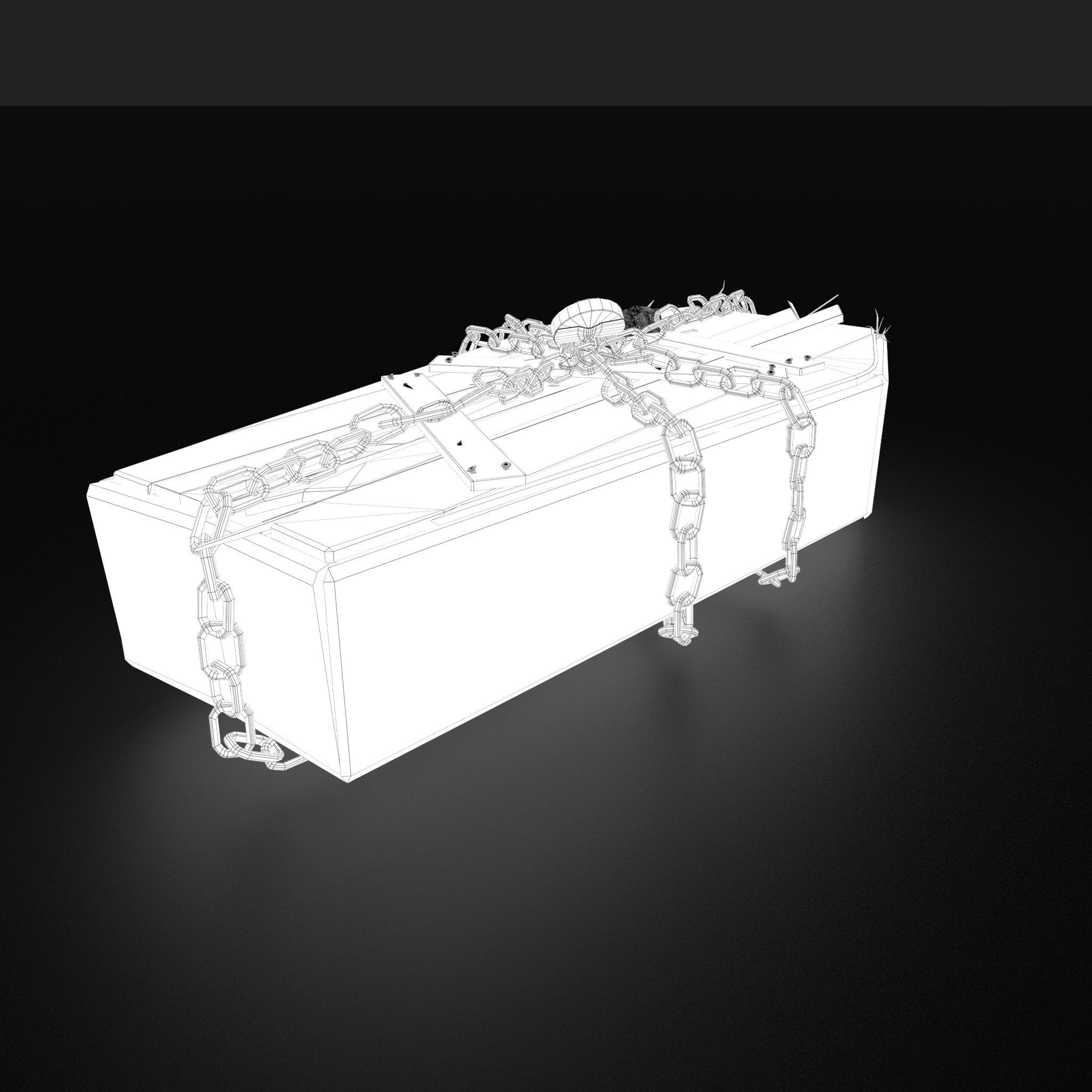 Wooden Coffin With Hand Low-poly 3D model_27