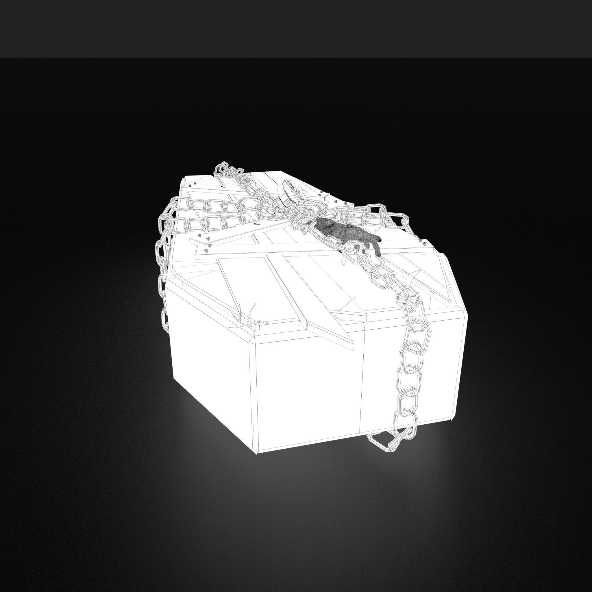 Wooden Coffin With Hand Low-poly 3D model_47