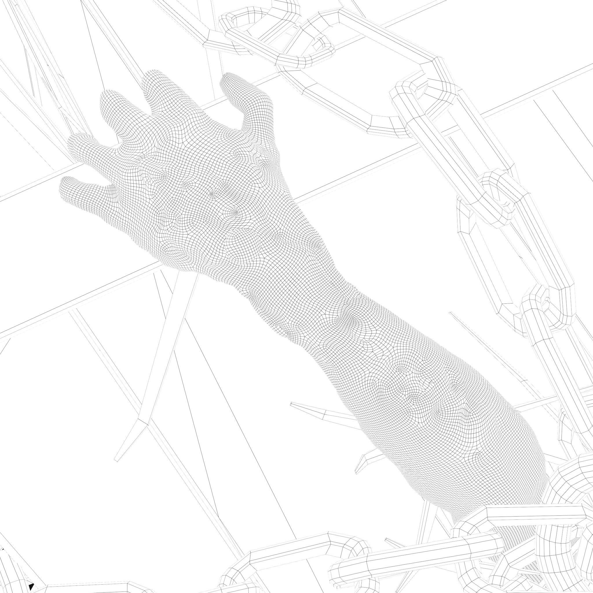 Wooden Coffin With Hand Low-poly 3D model_37