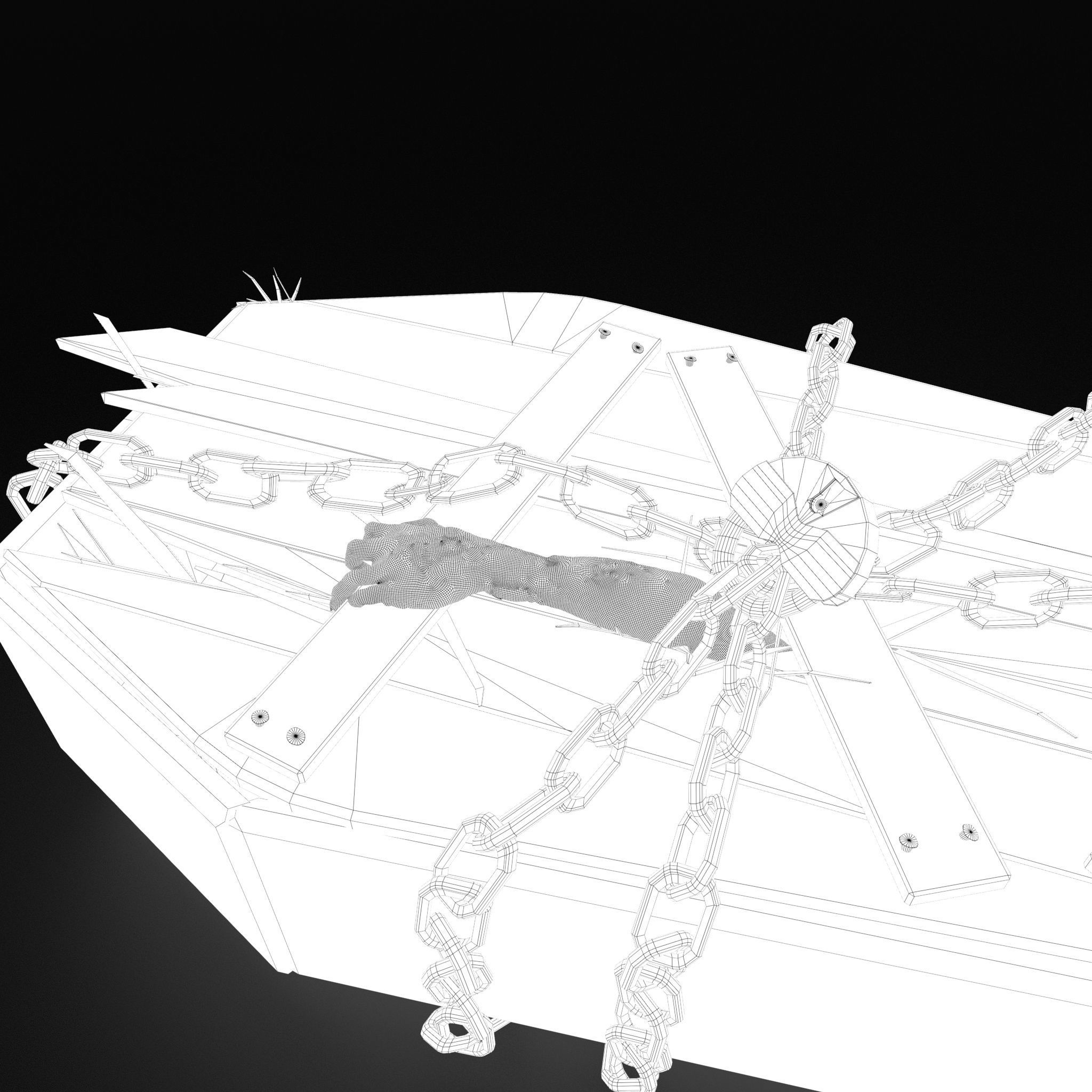 Wooden Coffin With Hand Low-poly 3D model_34