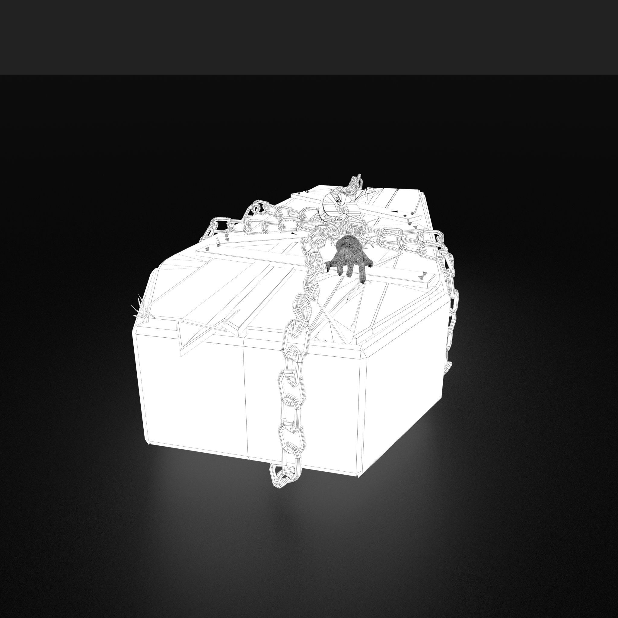 Wooden Coffin With Hand Low-poly 3D model_44