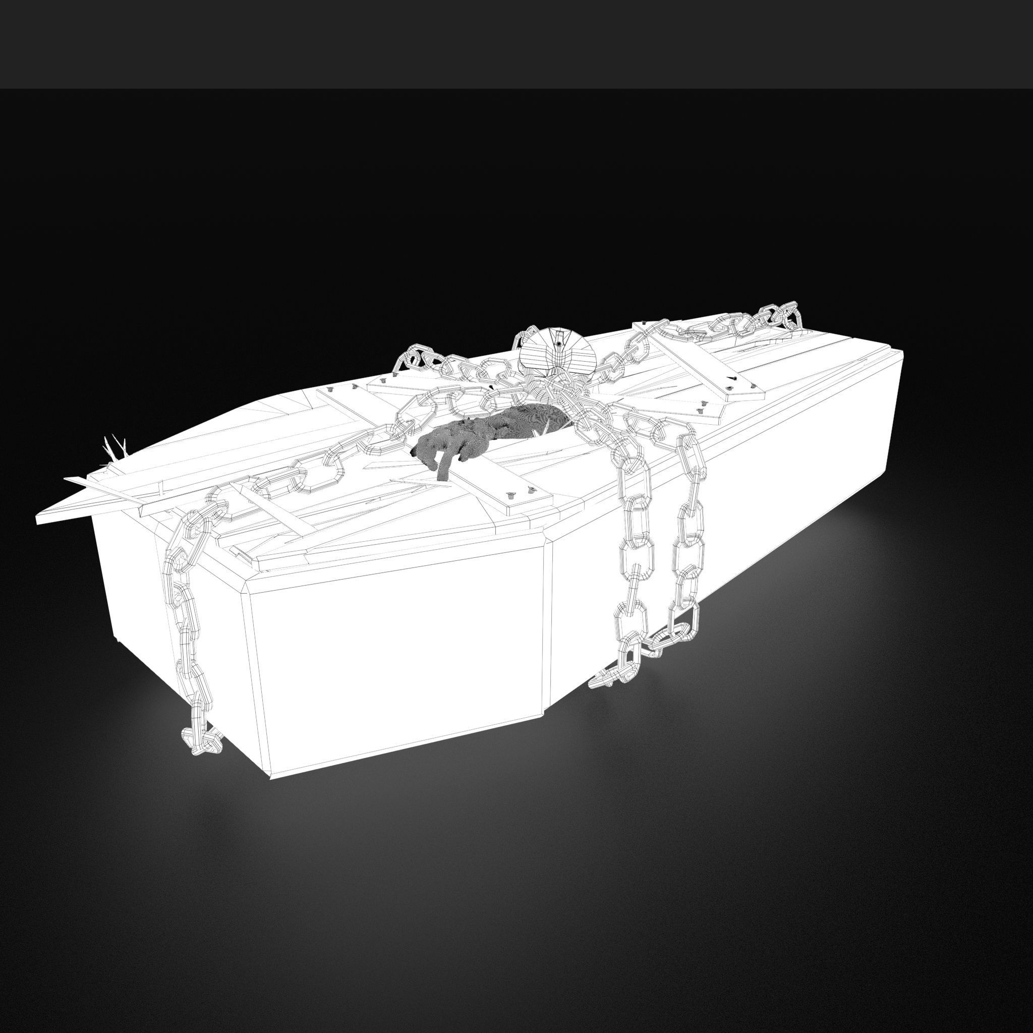 Wooden Coffin With Hand Low-poly 3D model_40