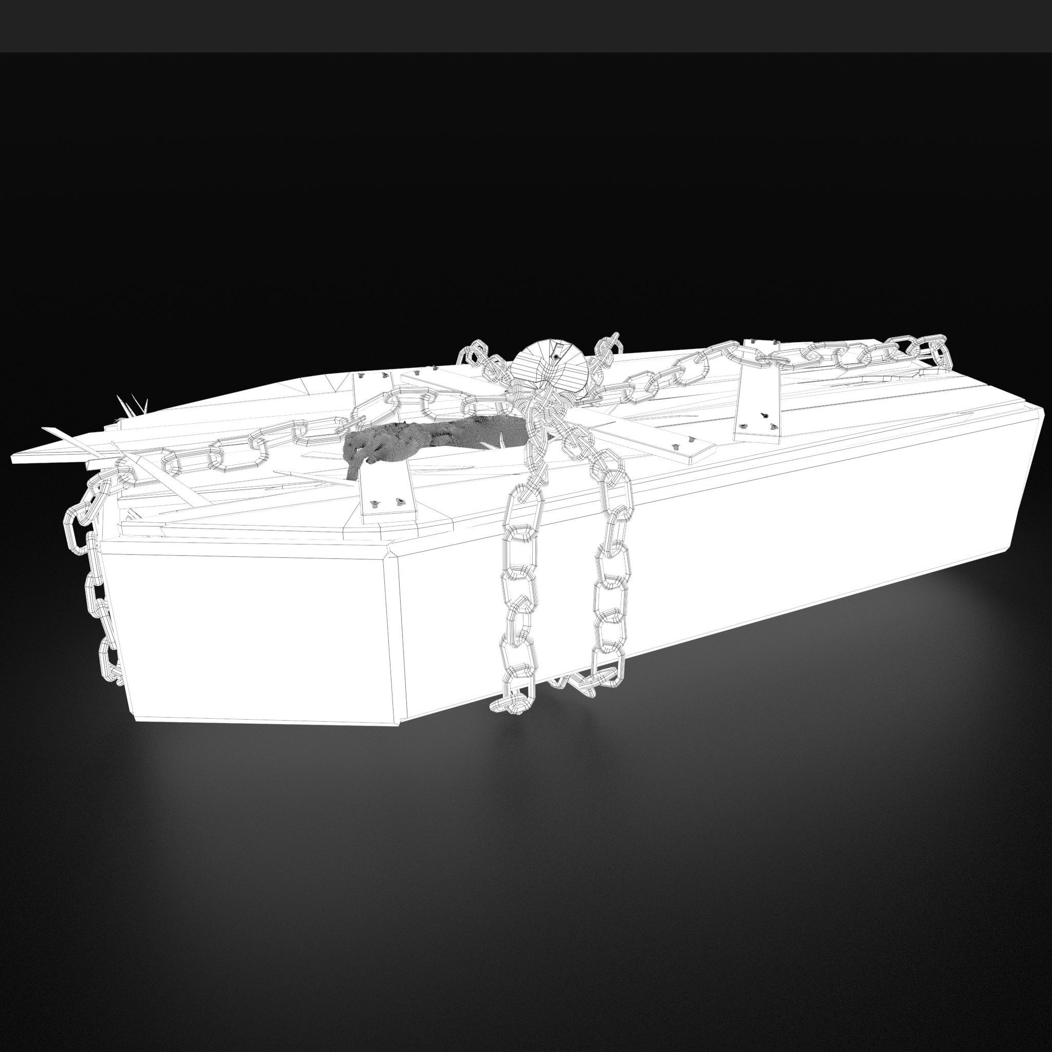 Wooden Coffin With Hand Low-poly 3D model_41