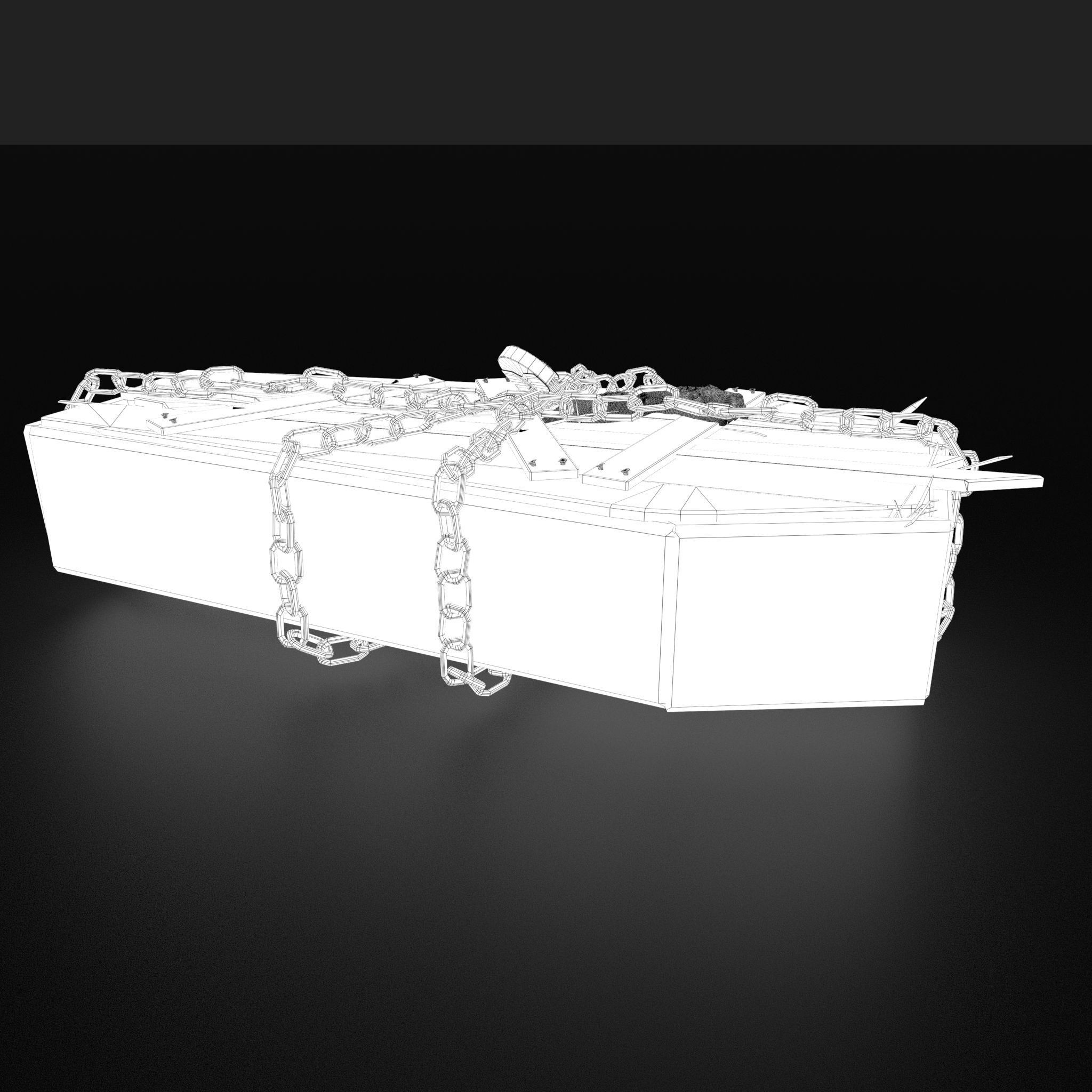 Wooden Coffin With Hand Low-poly 3D model_26