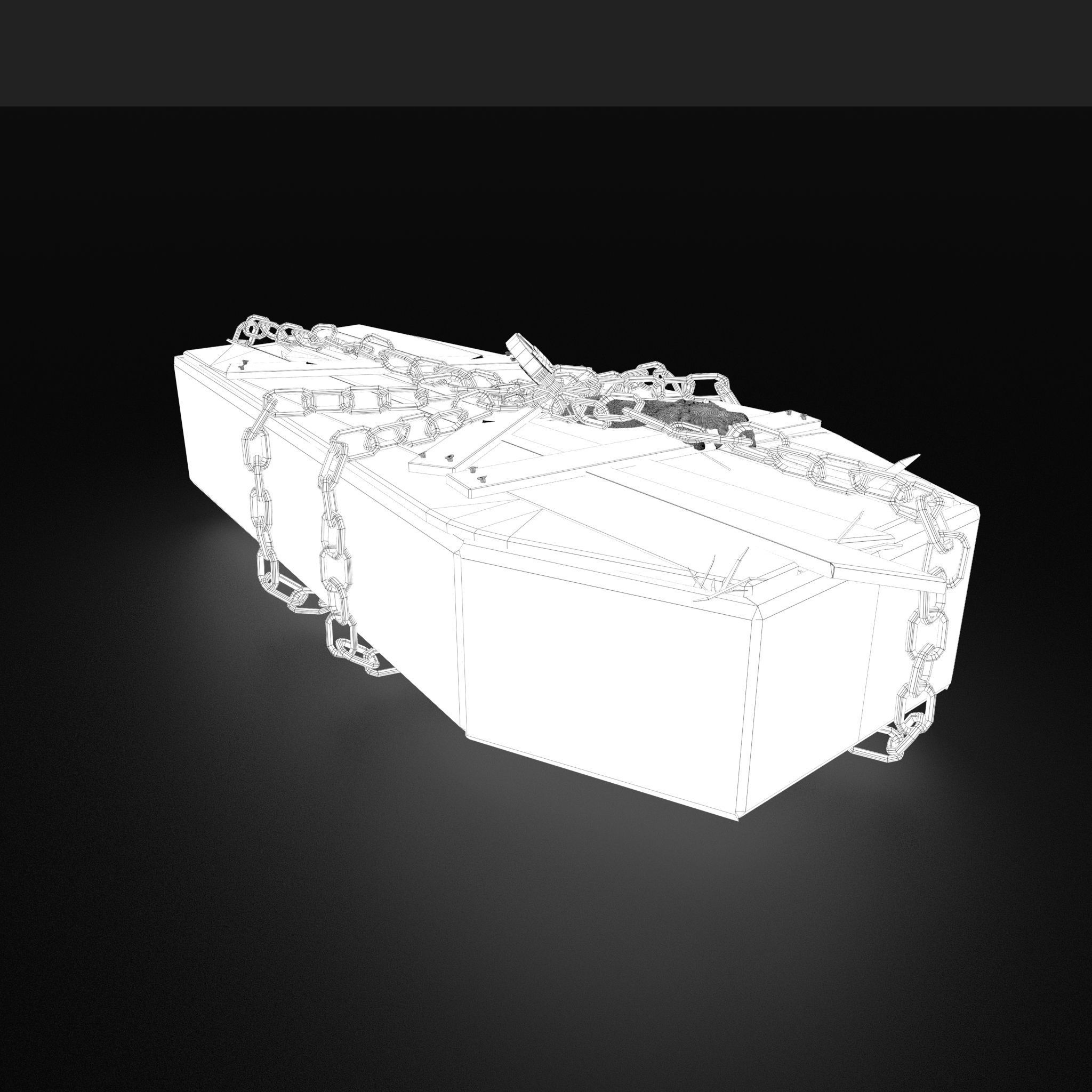 Wooden Coffin With Hand Low-poly 3D model_49
