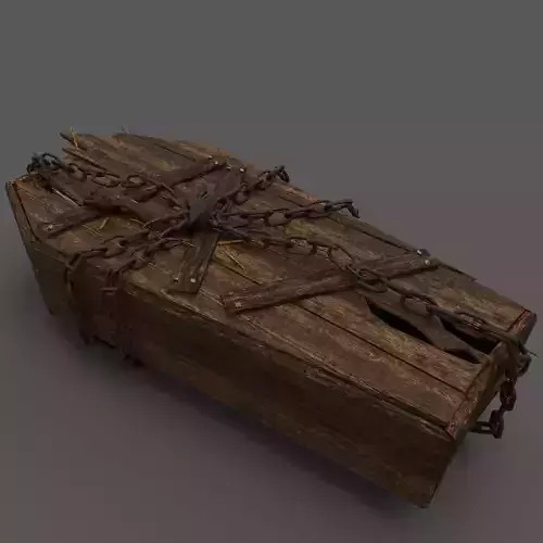 Wooden Coffin With Hand Low-poly 3D model