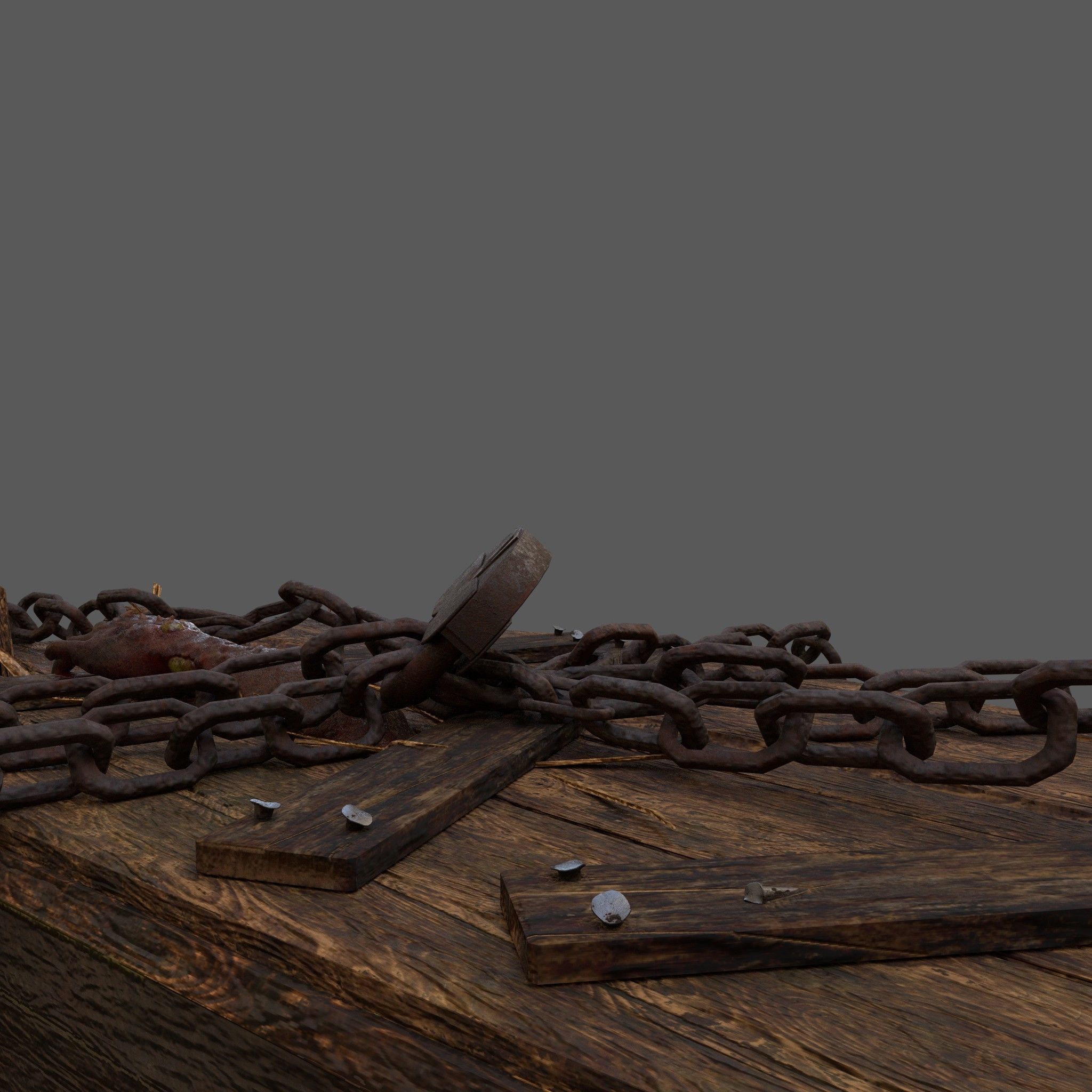 Wooden Coffin With Hand Low-poly 3D model_14