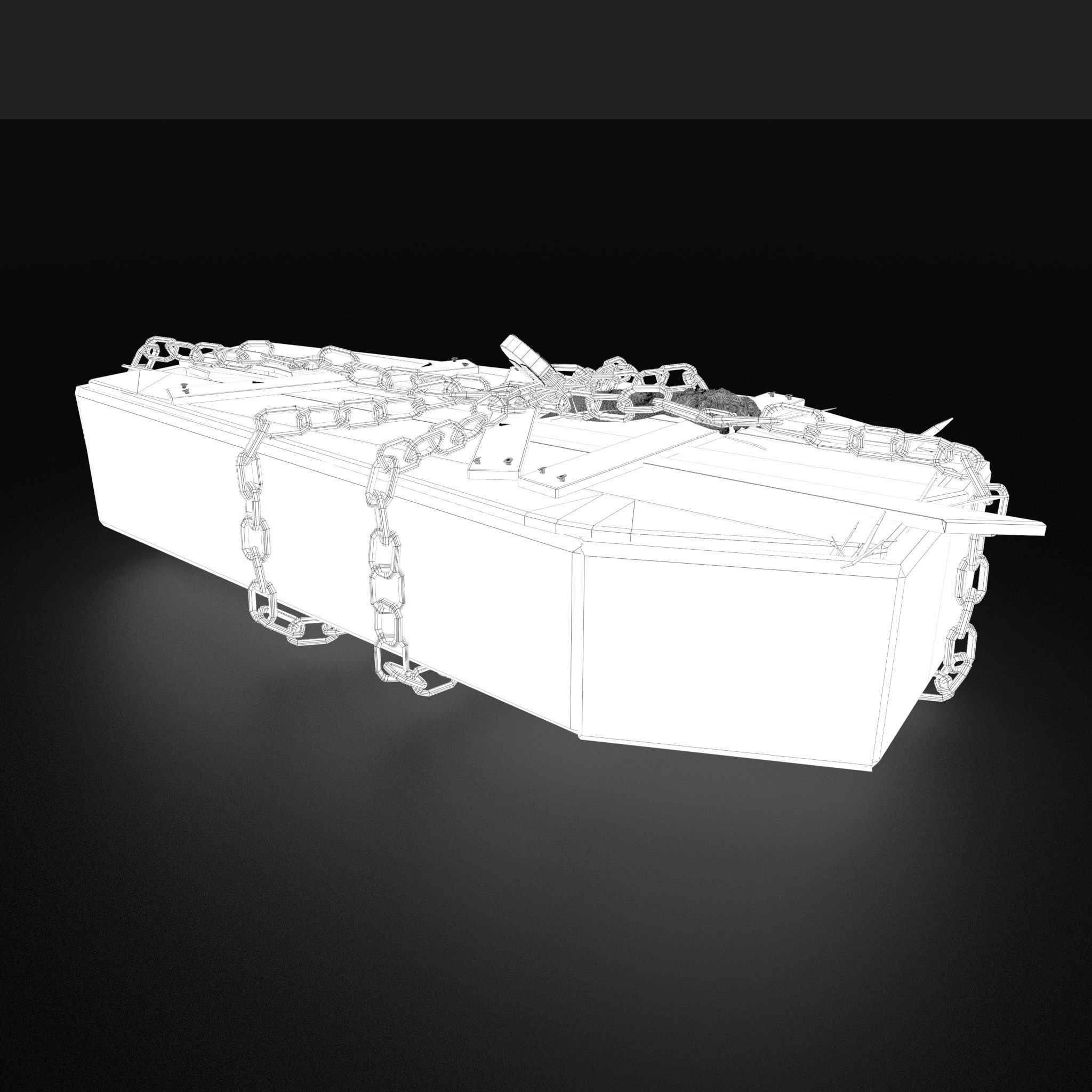 Wooden Coffin With Hand Low-poly 3D model_48