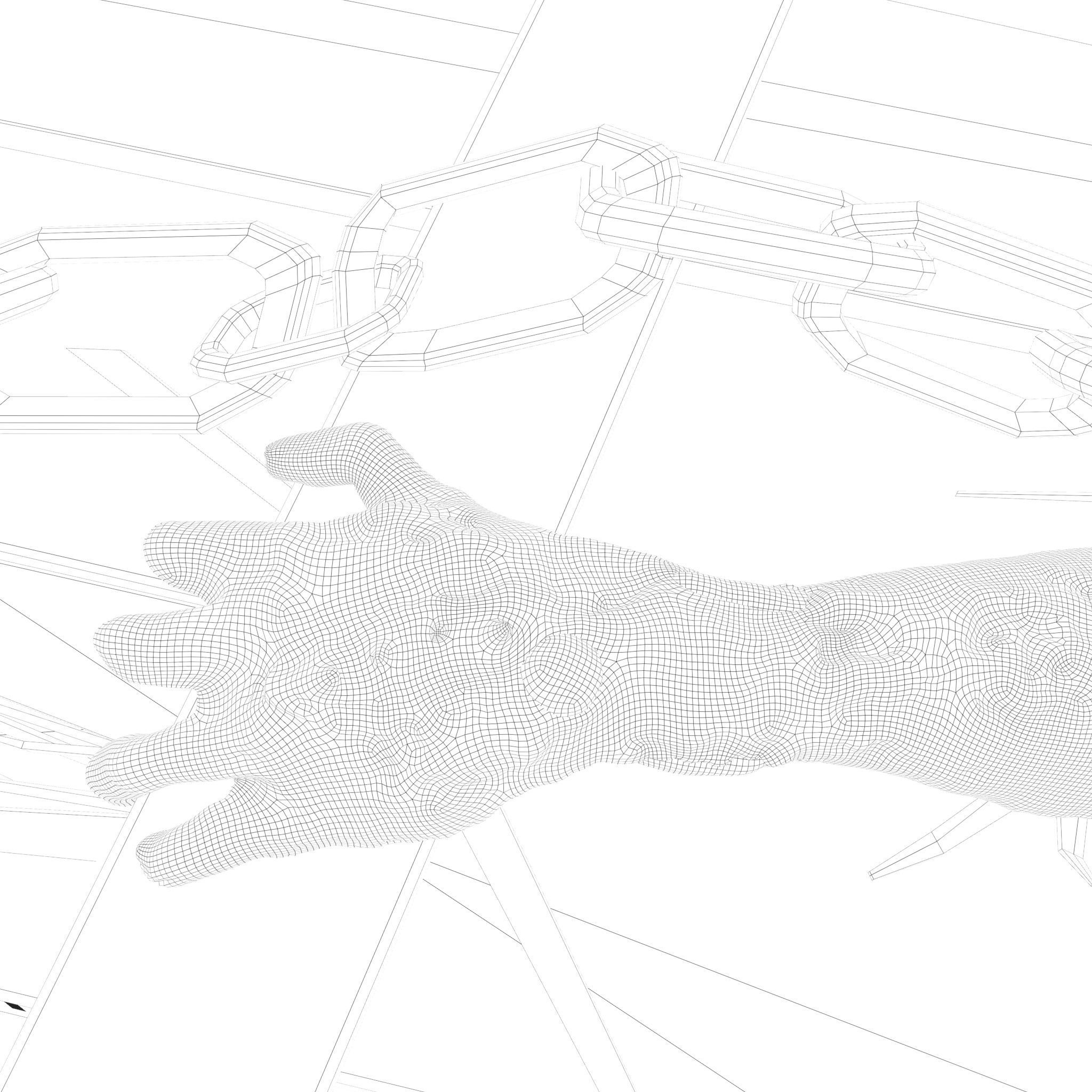 Wooden Coffin With Hand Low-poly 3D model_36