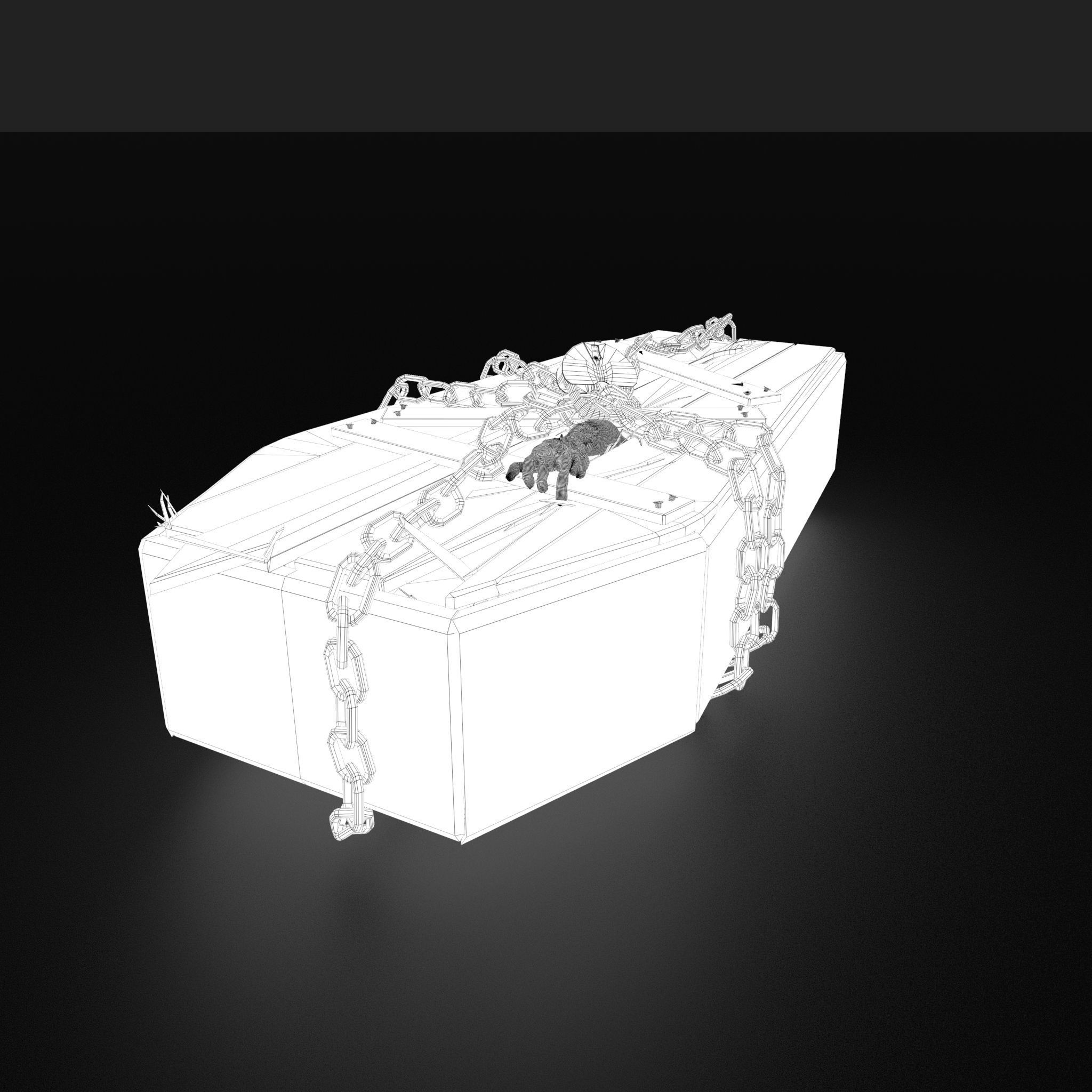 Wooden Coffin With Hand Low-poly 3D model_42