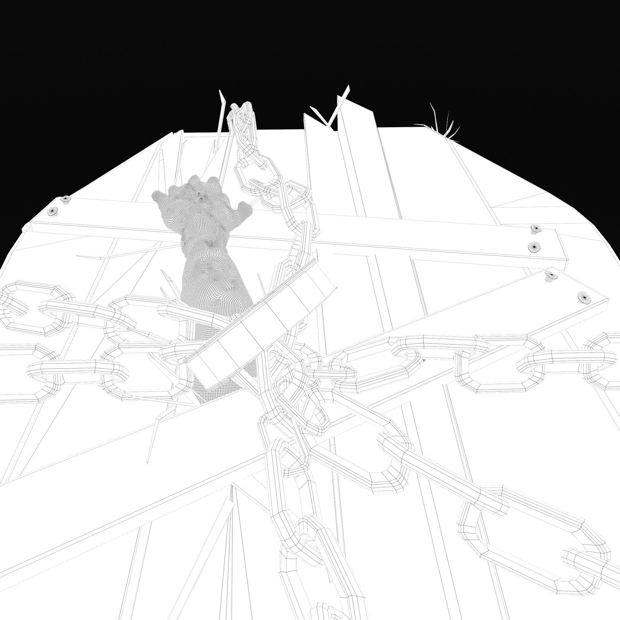 Wooden Coffin With Hand Low-poly 3D model_35