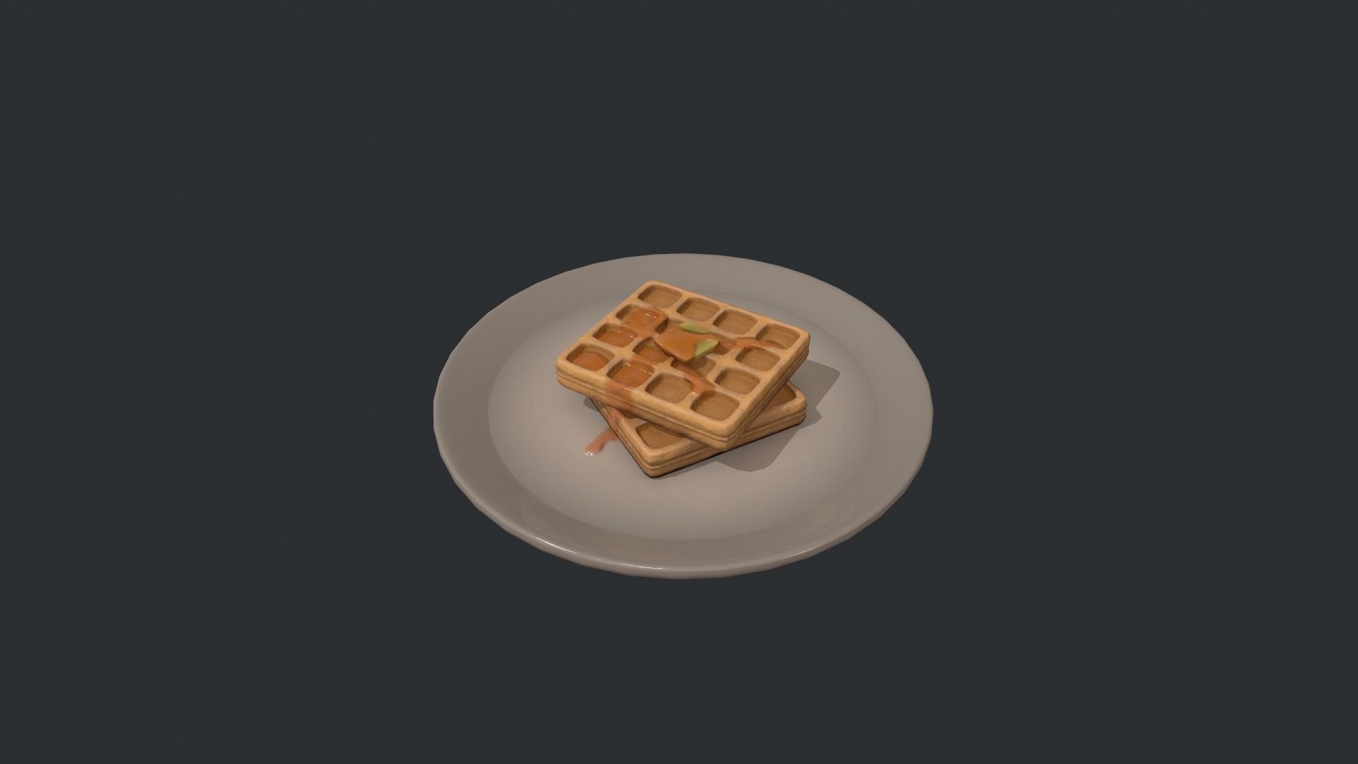 Plate of Waffles Low-poly 3D model_8