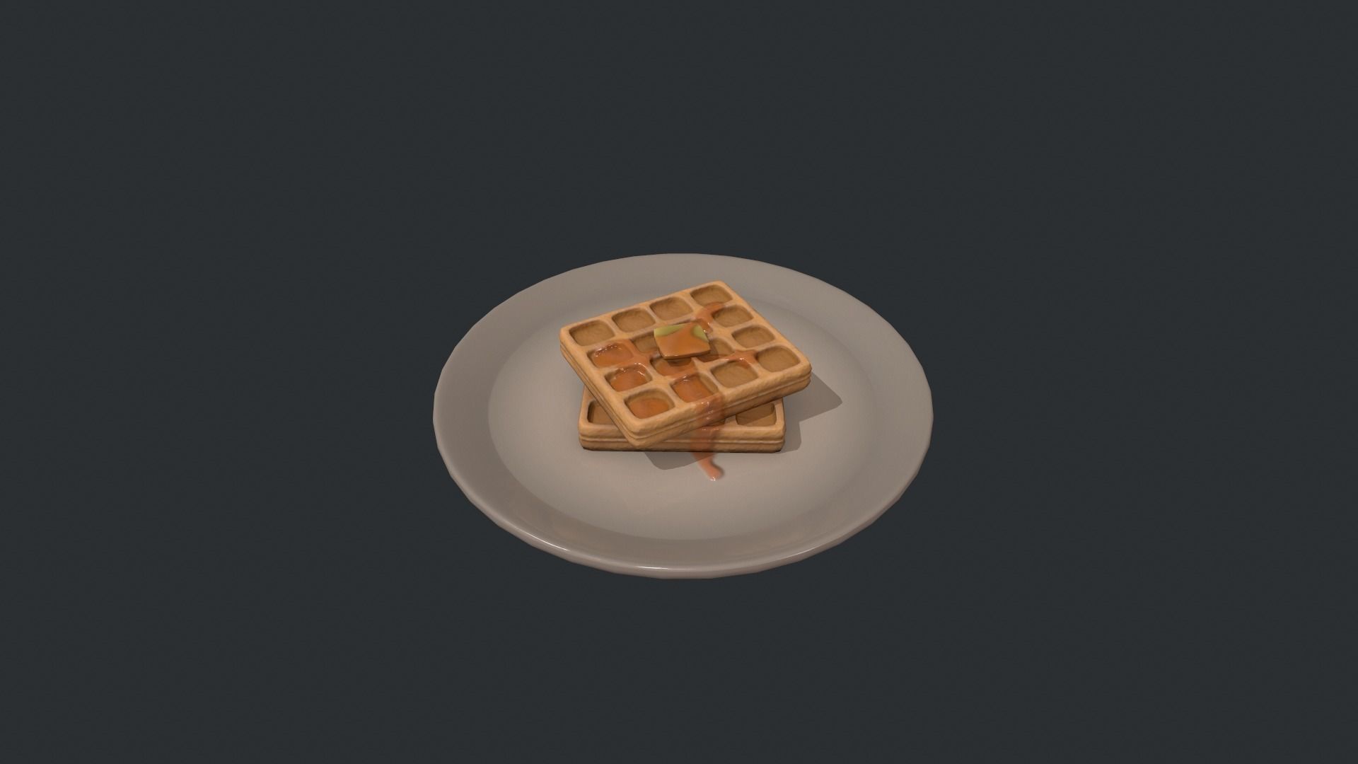 Plate of Waffles Low-poly 3D model_4