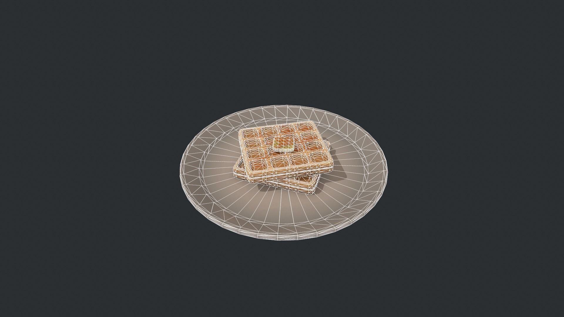 Plate of Waffles Low-poly 3D model_14