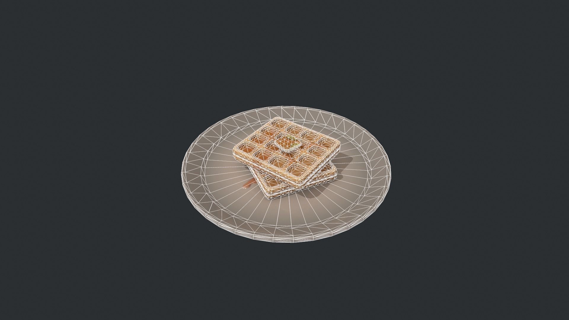 Plate of Waffles Low-poly 3D model_21