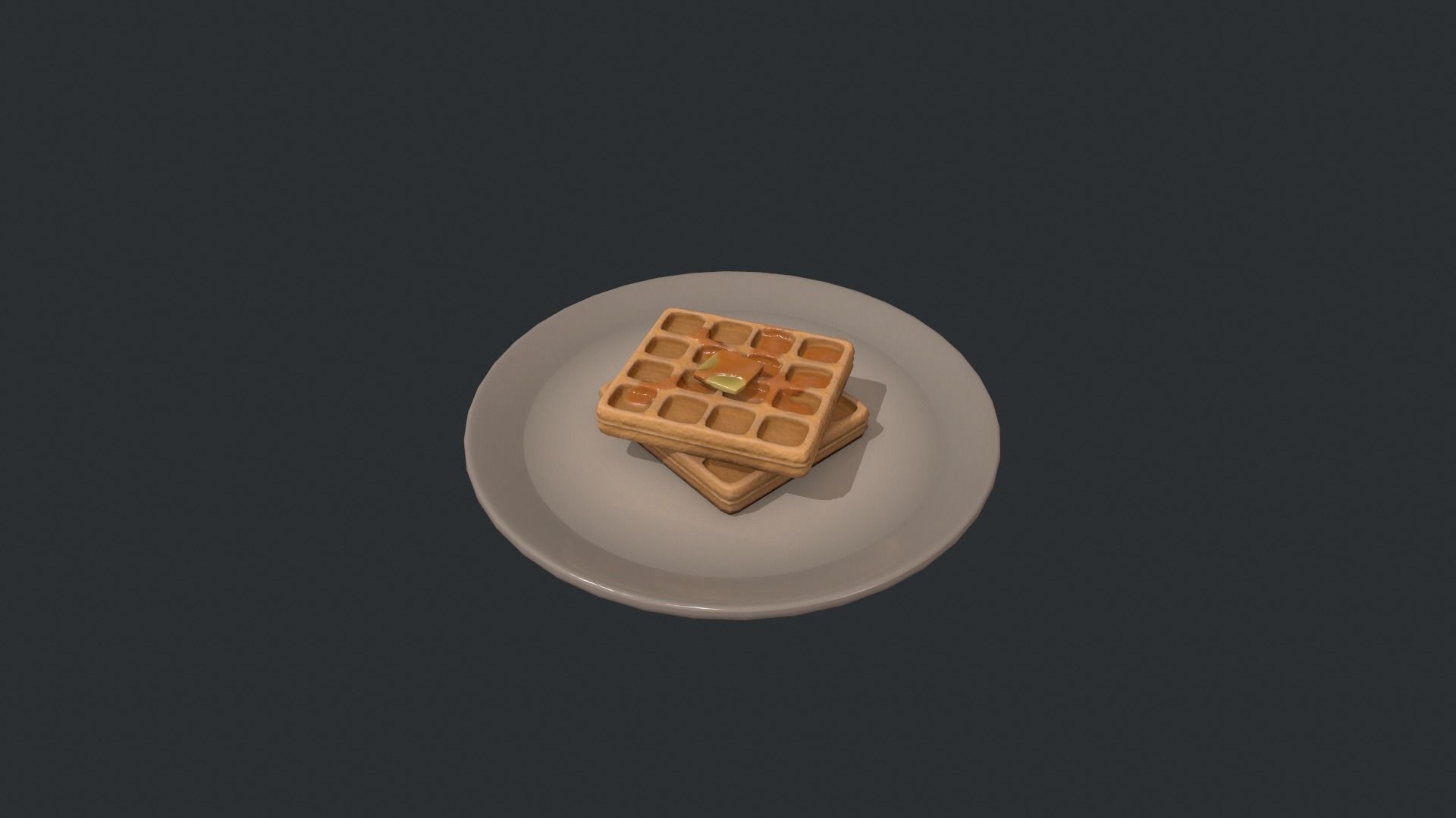 Plate of Waffles Low-poly 3D model_3