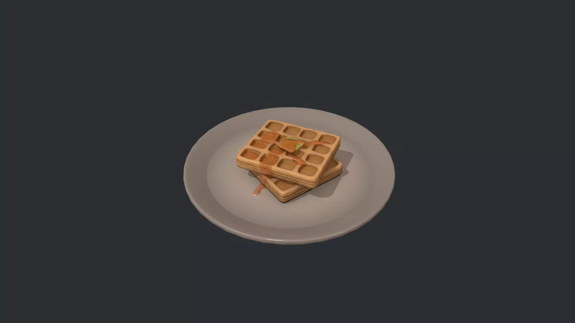 Plate of Waffles Low-poly 3D model_0