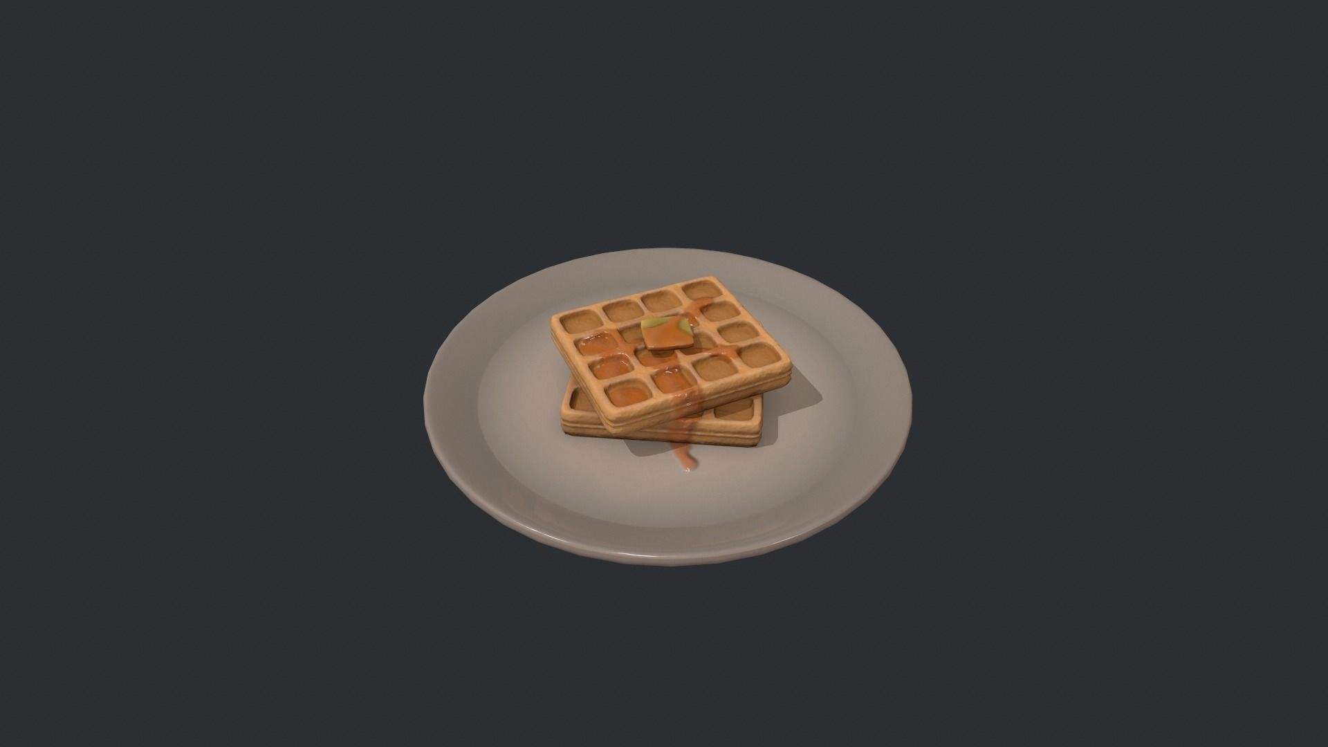 Plate of Waffles Low-poly 3D model_9