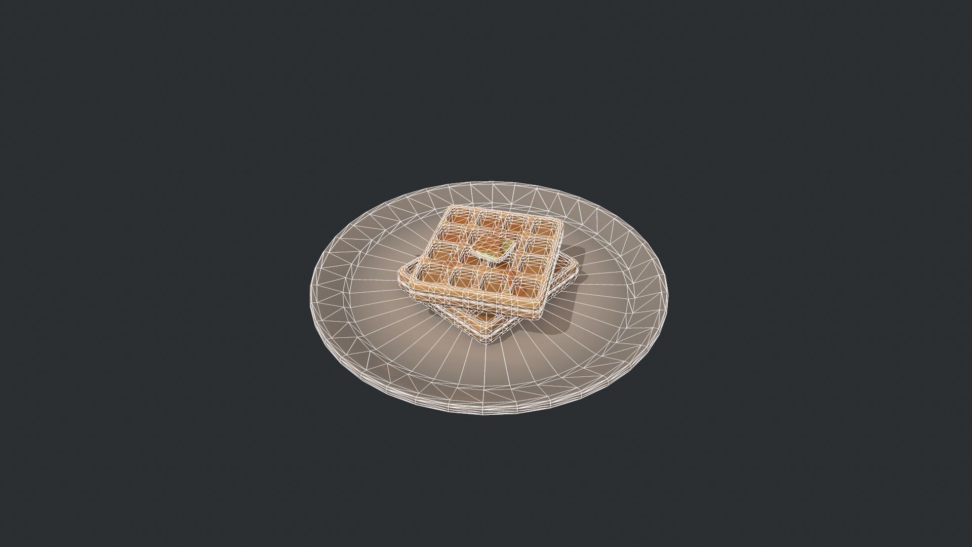 Plate of Waffles Low-poly 3D model_13