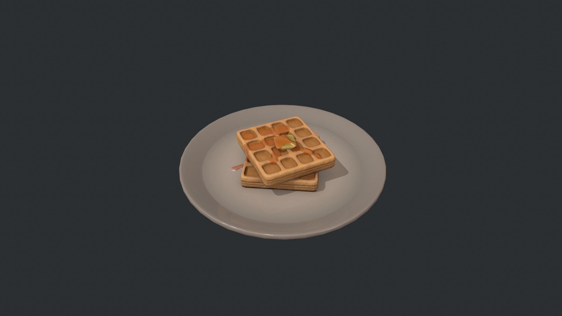 Plate of Waffles Low-poly 3D model_2